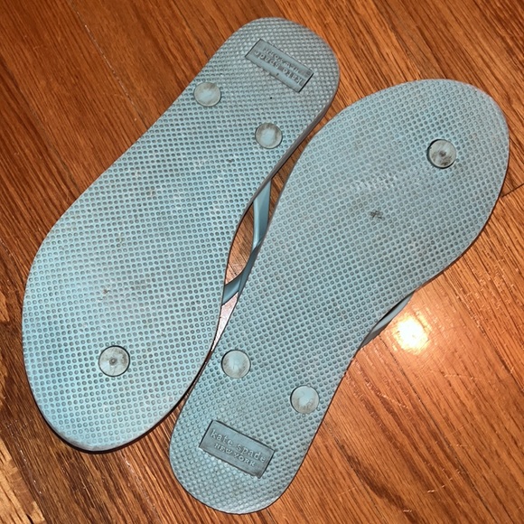 Kate Spade size 8 icy blue cushie flip flops beach and swim motif - Picture 8 of 14